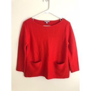 COS red wool knit pocket boat neck sweater